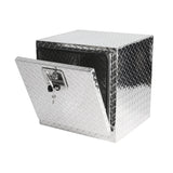 18 Inch Heavy Duty Aluminum Diamond Plate Tool Underbody Box Waterproof Square Truck Storage Organizer Chest para sa Pick Up Bed RV Trailer na may T-Handle Lock at Mga Susi Pilak