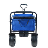 Folding Wagon Garden Shopping Beach Cart Blue Metal