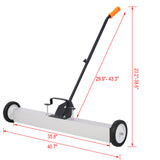 36-Zoll-Roll-Kehrmaschine mit magnetischer Aufnahme, robuster Schubtyp mit Entriegelung und einer Kapazität von 30 Pfund