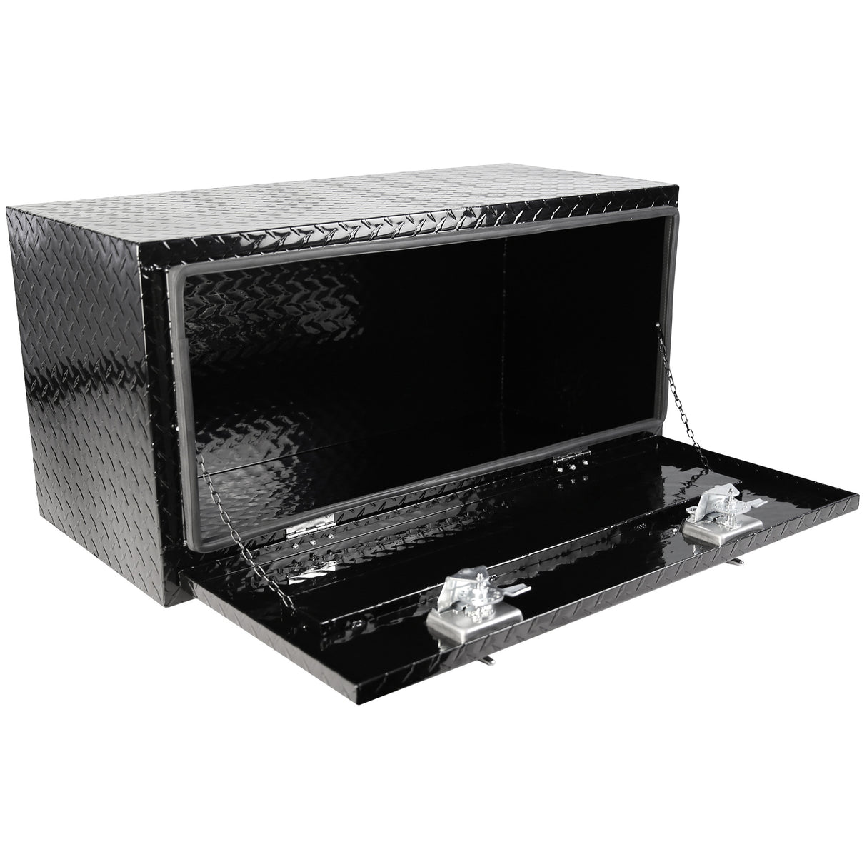 Caja de herramientas de aluminio negro resistente de 36 pulgadas para almacenamiento debajo de la carrocería del remolque del camión+cerraduras con llave de pestillo con mango en T de 36 pulgadas (36 pulgadas × 17,1 pulgadas × 17,9 pulgadas)