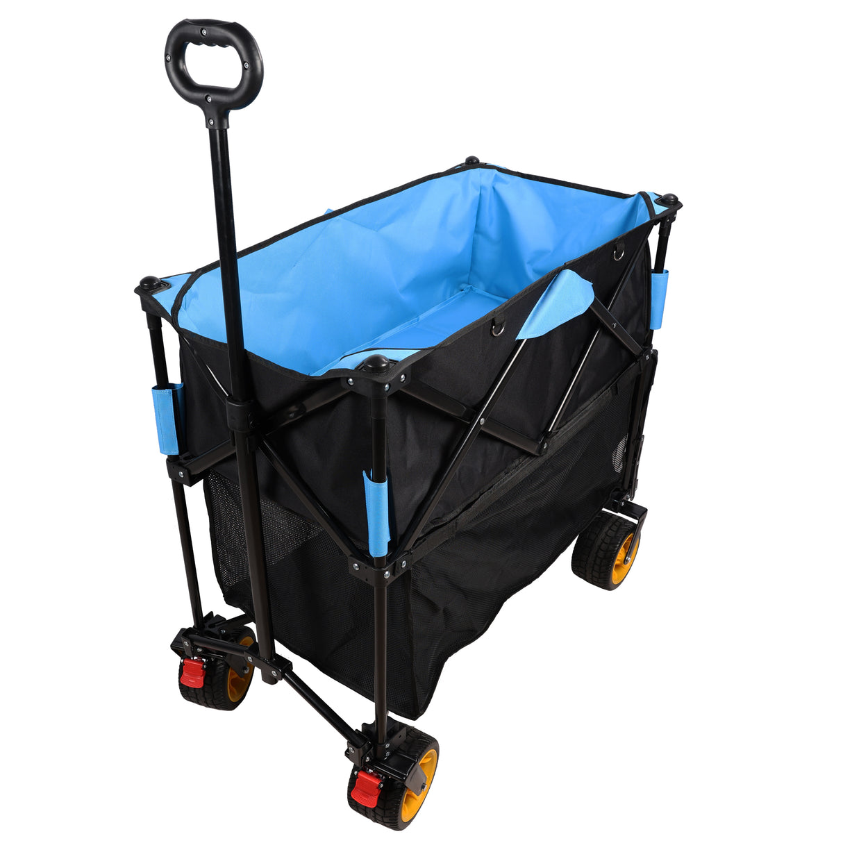 Carro plegable de gran capacidad, carro extensor Extra largo, carrito plegable para compras de jardín, carrito de playa, negro y azul