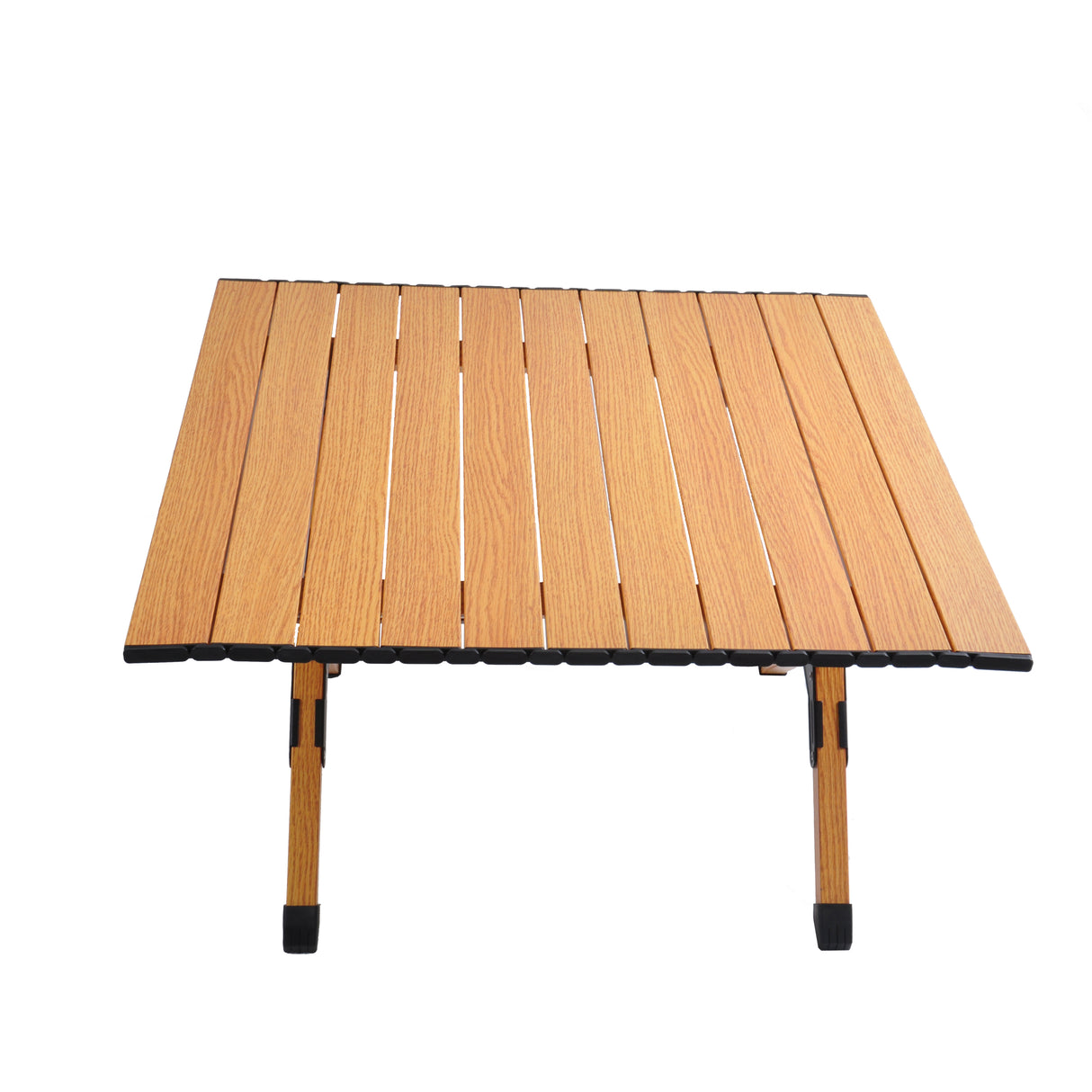 Portable Picnic Table Rollable Aluminum Alloy Table Top with Folding Solid X-shaped Frame