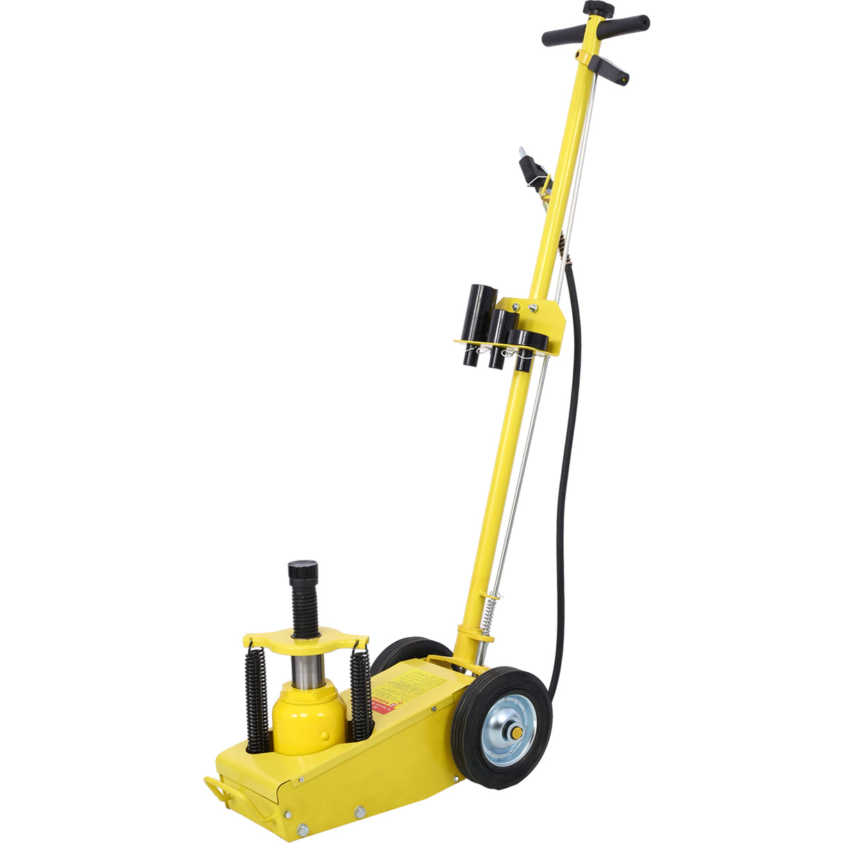 22 Ton Hydraulic Floor Jack Air-Operated Axle Bottle with 4 Extension Saddle Set Built-in Wheels Yellow