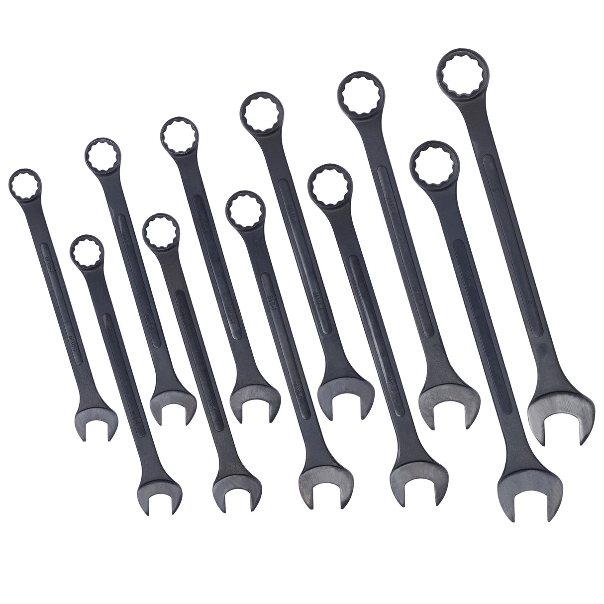 Jumbo Combination Wrench Set Extra Large SAE 1-5/16'' to 2'' Black Oxide with Pouch 11-piece