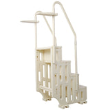 Escalera para piscina de 4 escalones, seguridad resistente para piscinas elevadas, sistema de entrada de escalera con pasamanos, 400 libras, color blanco