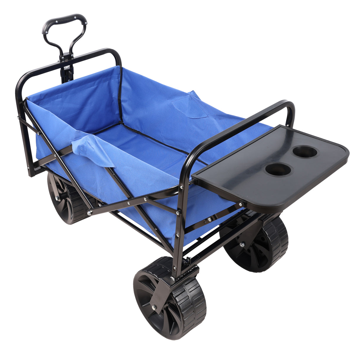 Folding Wagon Garden Shopping Beach Cart Blue Metal