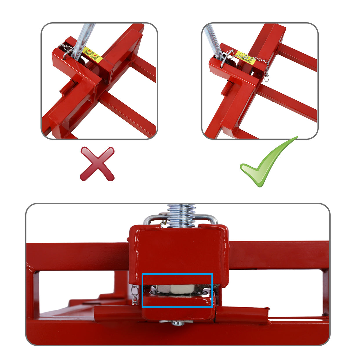 Gemakkelijke maaierlift voor zittractoren Lifter met een capaciteit van 800 lbs Opzit-reinigingshulpmiddel Universele gazontractor + 45 ° kanteling verstelbaar Rood