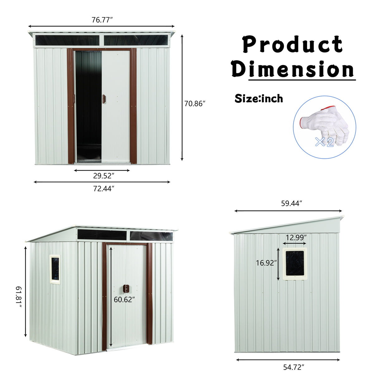 Remise de rangement extérieure en métal 6 pi x 5 pi avec fenêtre blanche