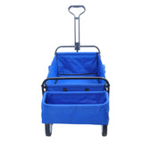 Folding Wagon Garden Shopping Beach Cart Blue Color