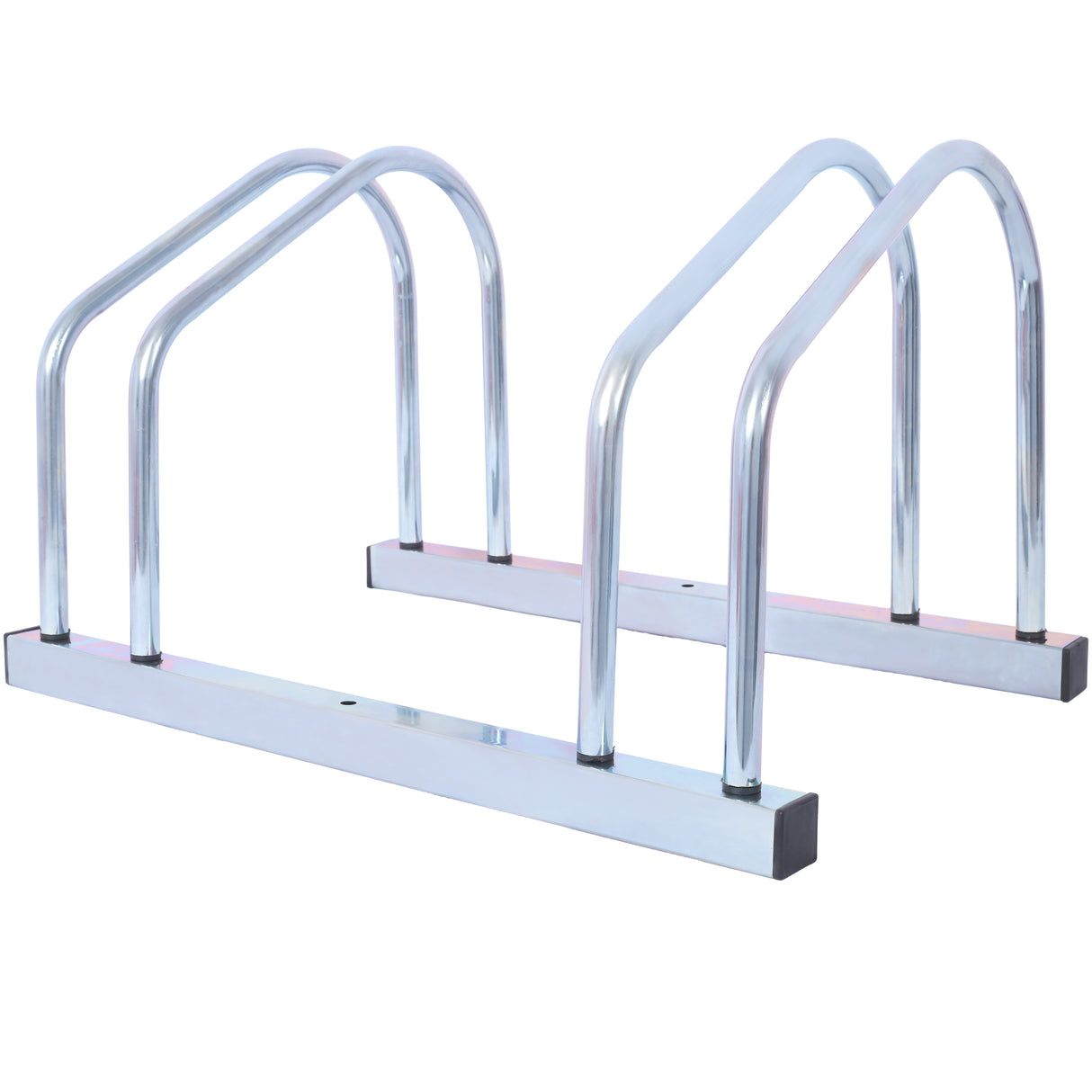 2 Bikes Floor Bike Stand Parking Rack Garage Storage Indoor/Outdoor 22-28" Wheel Max Tire Width 2.15" Galvanization