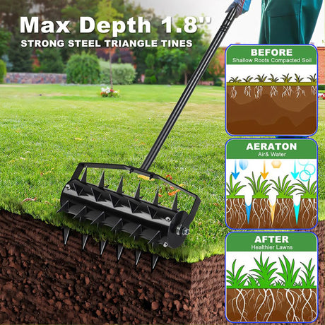 Lawn Aerators Gardens Yard Maluwag na Lupa sa Farmland Paghahalaman Na-upgrade ang Heavy Duty Soil Penetrator Spike para sa Grass Patio Yard