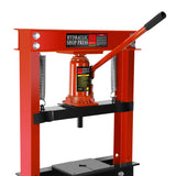 12 Ton Hydraulic Shop Floor Press Steel H-Frame with Plates Adjustable Working Table Stand Jack for Gears and Bearings