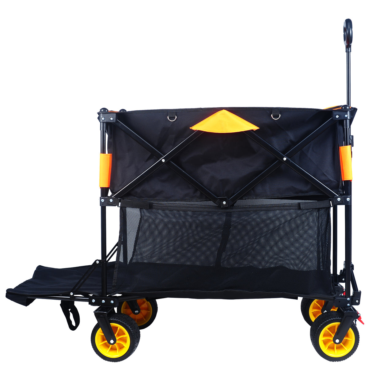 Carro plegable de gran capacidad, carro extensor Extra largo, carrito plegable para compras de jardín, carrito de playa, color negro y naranja