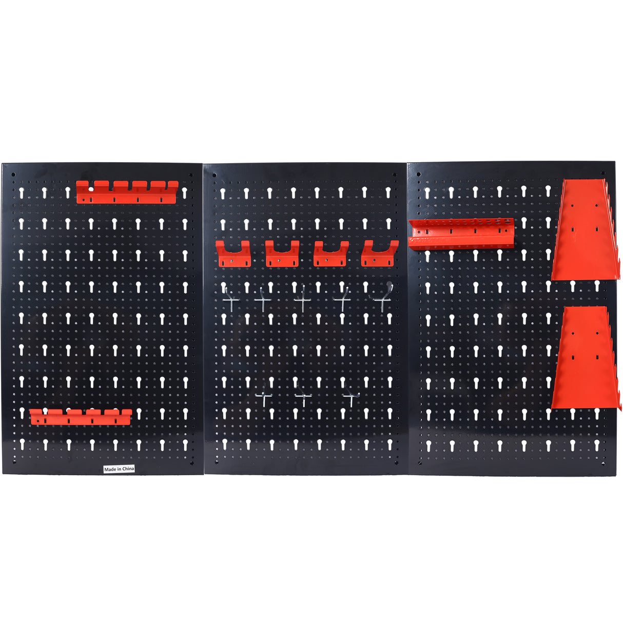 Stecktafel-Wand-Organizer, 1,2 m, Metall, Garage, Werkzeug-Organizer mit 3 Stecktafeln, Bohrer, Schraubenschlüssel, Rack-Haken, Zubehör, wandmontierte Aufbewahrung für Werkstatt, Lager, Schwarz