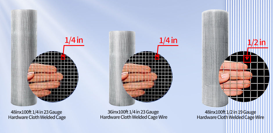 48inx100ft 1/2 in 19 Gauge Hardware Cloth Welded Cage Wire Chicken Fence Mesh Rolls Square Netting Raised Garden Rabbit Fence Snake Fencing Rodent Animals Steel