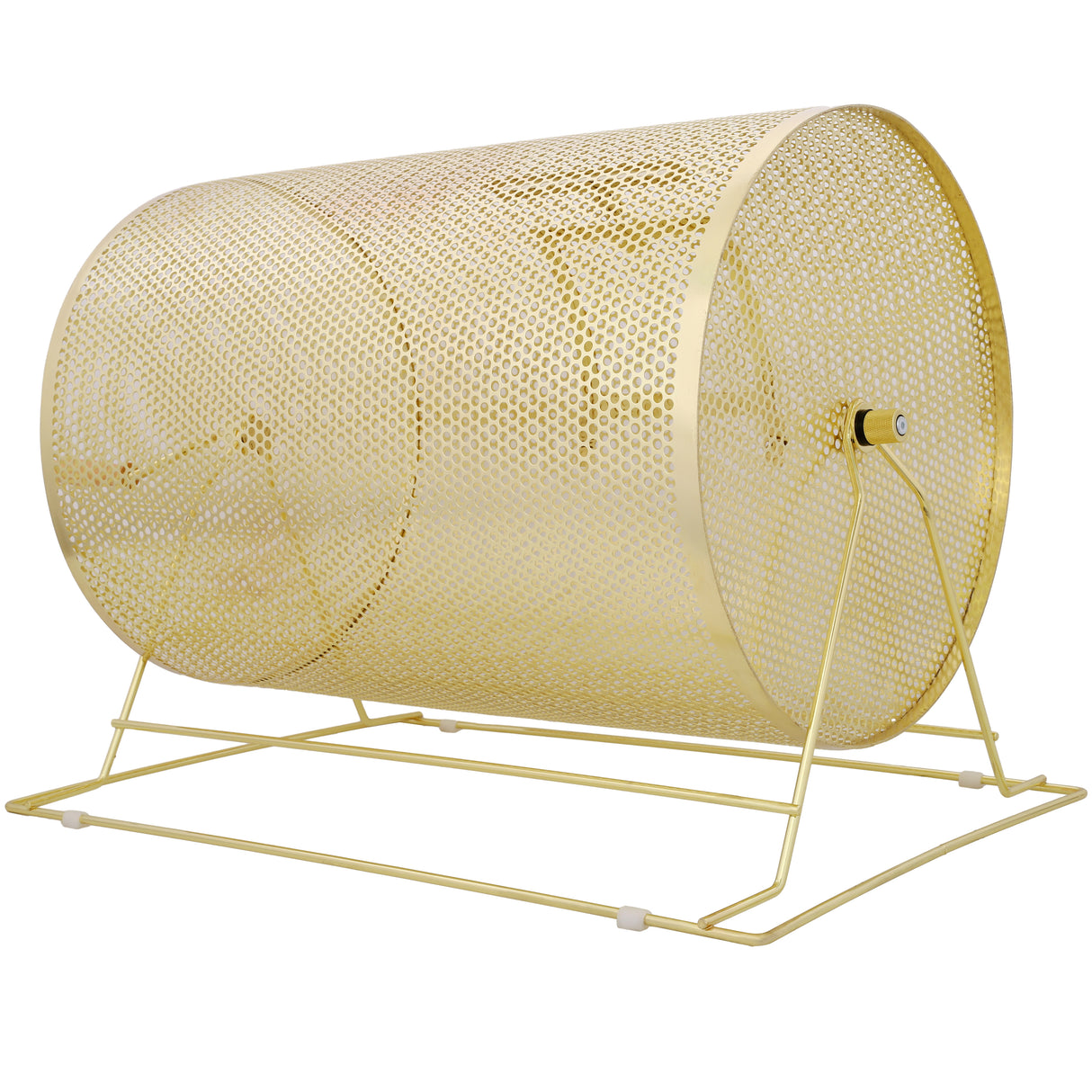 Raffle Drum Holds 10000 Tickets or 300 Ping Pong Balls Metal Lottery Spinning Drawing with Wooden Turning Handle 14.8 x Ø21.26 inch Brass Plated Raffle Spinning Cage for Bingo Ballot