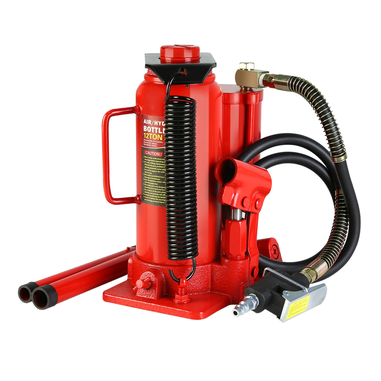 Air Hydraulic Bottle Jack 12 Ton All Welded 10.2-20.1 inch Lifting Range na may 2-Section Long Handle para sa Car Pickup Truck RV Auto Repair Industrial Engineering