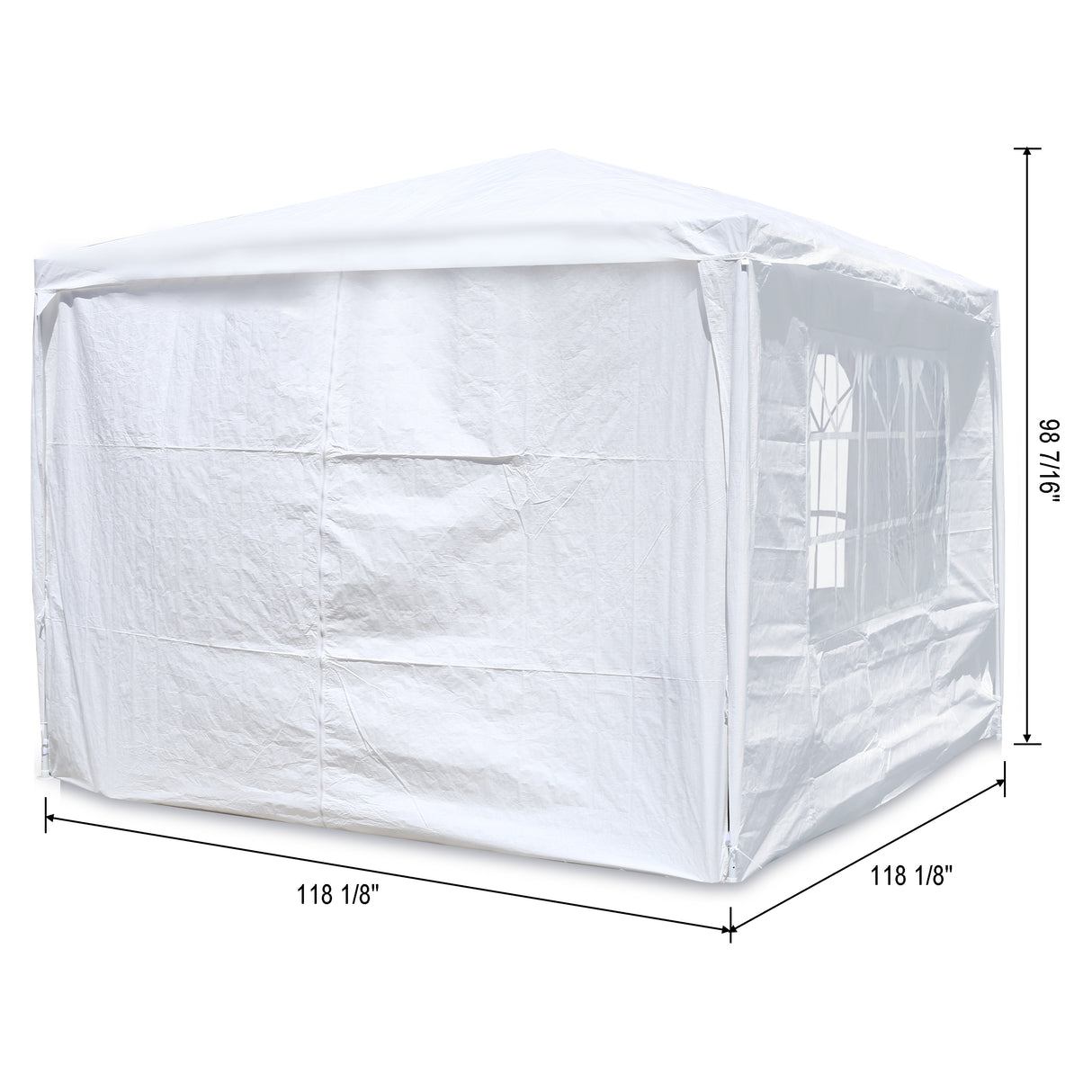 10'x10' Party Tent Outdoor Heavy Duty Gazebo Wedding Canopy + 4 na Matatanggal na Pader na Puti