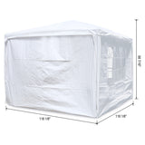 10'x10' Party Tent Outdoor Heavy Duty Gazebo Wedding Canopy + 4 Removable Walls White