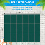 Inground Pool Safety Cover 16x32ft Rectangle Winter for Inground Swimming Pools Solid Triple Stitched for High Strength Hardware Included--Green Mesh