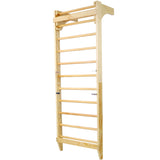 Wooden Swedish Ladder Stall Bars Set for Physical Therapy & Gymnastics with Adjustable Pull-up Bar 286 lbs Capacity