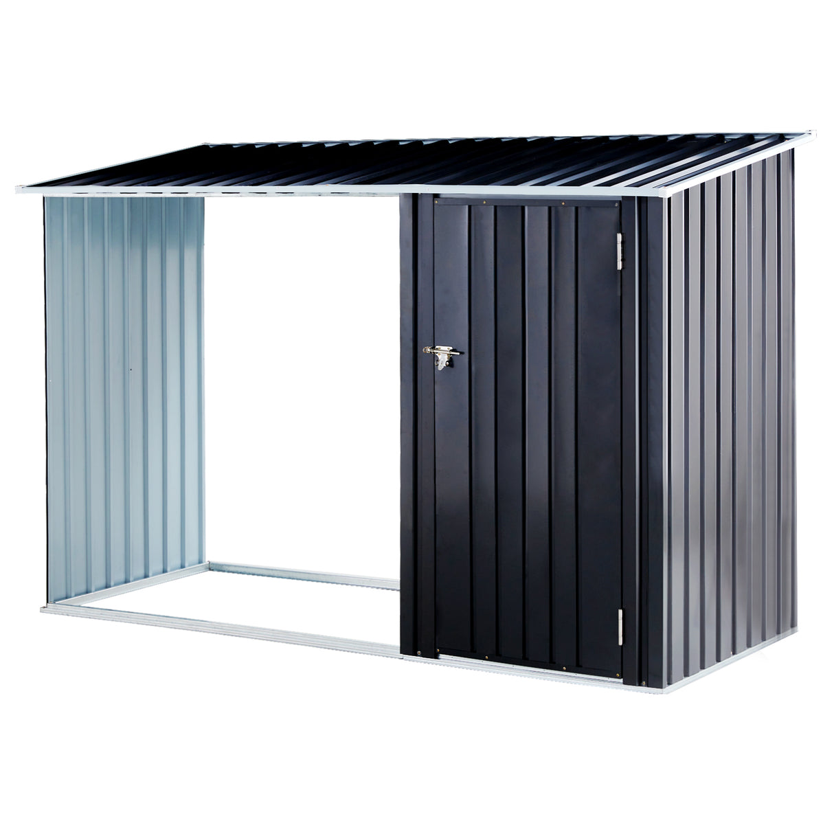 Abri de stockage de bois de chauffage, support d'extérieur avec porte-bûches, abri pour terrasse en acier galvanisé Anthracite