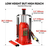 20 Ton Air Hydraulic Bottle Jack with Manual Hand Pump Used for The Maintenance of Automobiles Agricultural Vehicles Heavy Trucks Mobile Machinery and Heavy Equipment