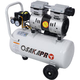 1.5HP Silent Oil-Free Air Compressor 8 Gallon Electric Shop Portable Lightweight with Wheels 70 DBA Noise Level with Automatic Drain Valve Light Gray