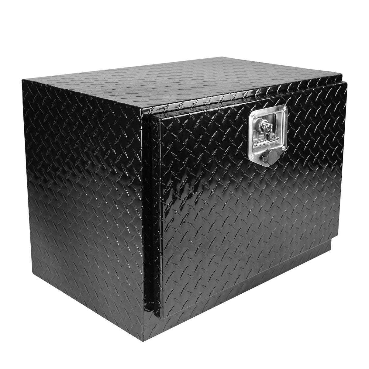 Caja de herramientas chapada en rayas de aluminio de 24 pulgadas, caja para camioneta, remolque, RV, organizador de almacenamiento cuadrado impermeable con cerradura y llaves, negro 24 "(24,2" × 17,1 "× 17,9")