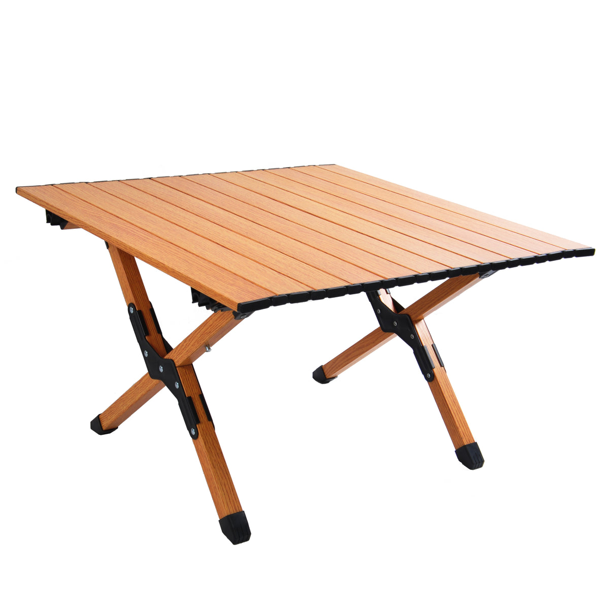 Portable Picnic Table Rollable Aluminum Alloy Table Top with Folding Solid X-shaped Frame 176 lbs Capacity