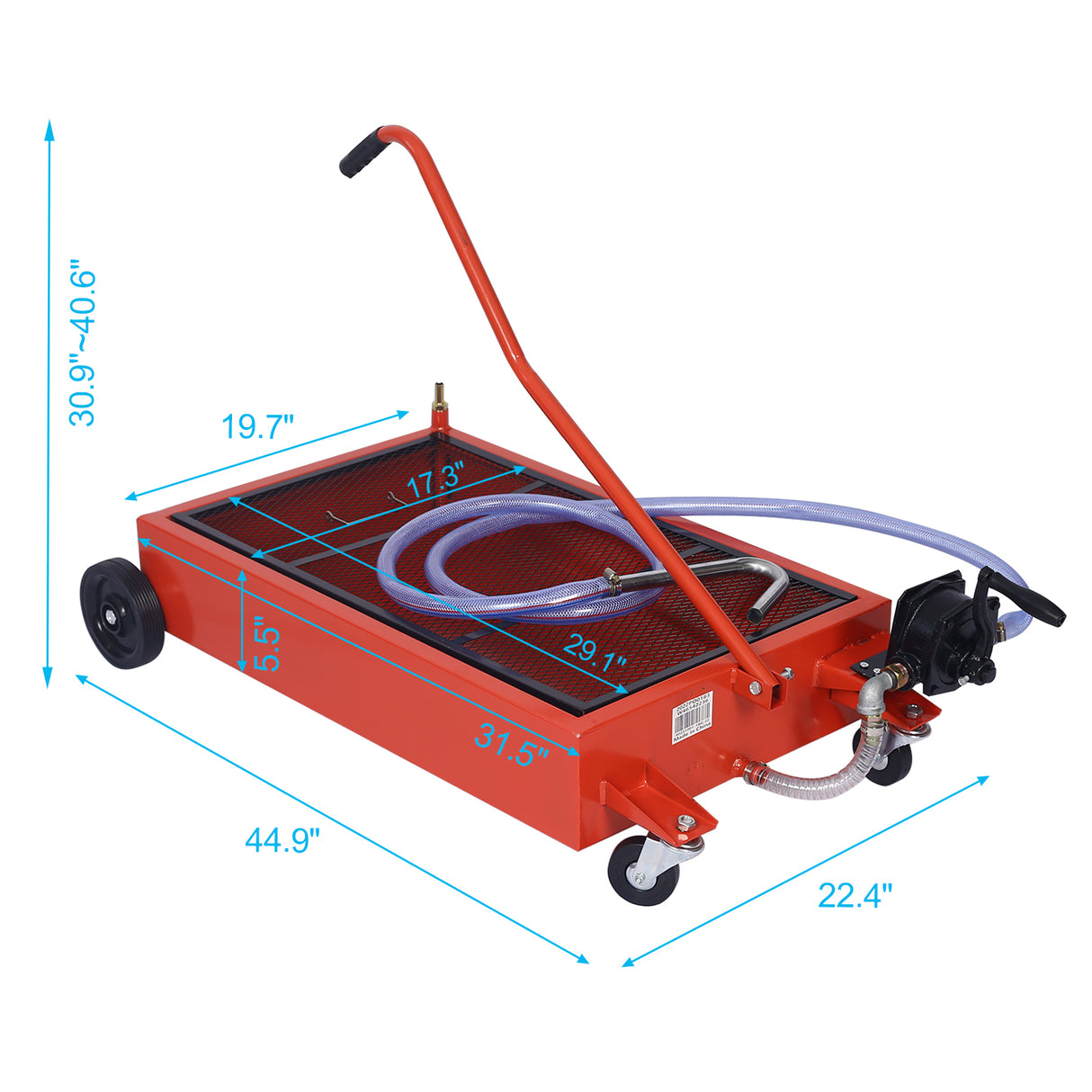 Olie-opvangbak met laag profiel van 17 gallon en pomp - Rood