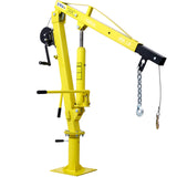 Hydraulic Pickup Truck Crane with Hand Winch Bed Hoist Jib 1000-Lb. Capacity Yellow