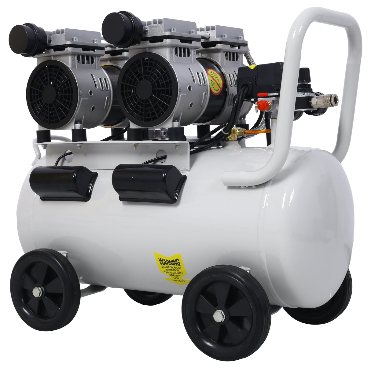 2.5 HP Silent Air Compressor 13 Gallon Oil-Free Electric Shop Portable Lightweight with Wheels 70 DBA Noise Level na may Automatic Drain Valve Light Gray