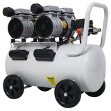 2.5 HP Silent Air Compressor 13 Gallon Oil-Free Electric Shop Portable Lightweight with Wheels 70 DBA Noise Level with Automatic Drain Valve Light Gray