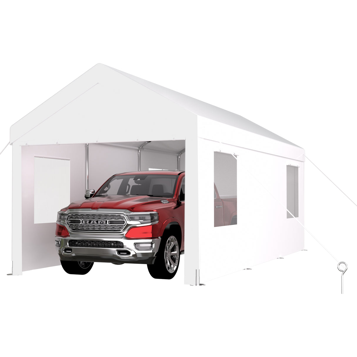 Abri d'auto 10' x 20', auvent de garage portable robuste avec 2 portes enroulables et 4 fenêtres ventilées