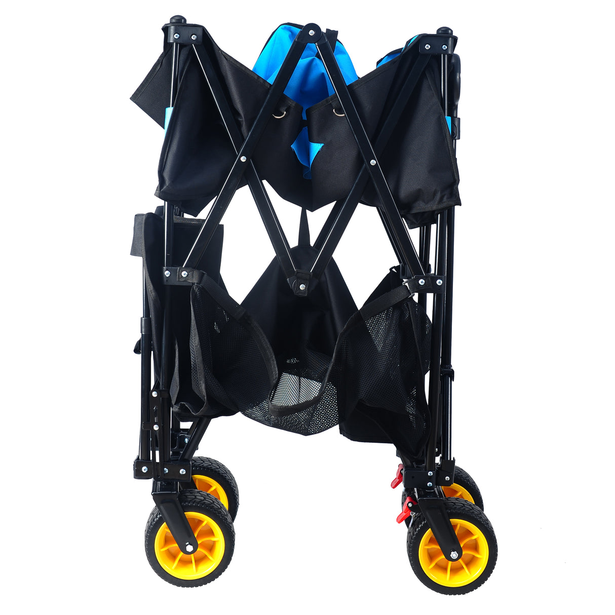 Carro plegable de gran capacidad, carro extensor Extra largo, carrito plegable para compras de jardín, carrito de playa, negro y azul