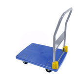 Foldable Platform Push Hand Truck Cart 440 lbs. Weight Capacity 2 Swivel Brake Wheels--Blue