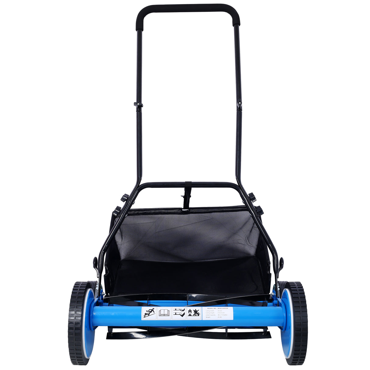 16-Inch 5-Blade Push Reel Lawn Mower with Grass Catcher 4 Wheels Blue