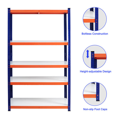 Capacité de stockage de garage étagères robustes bleu orange