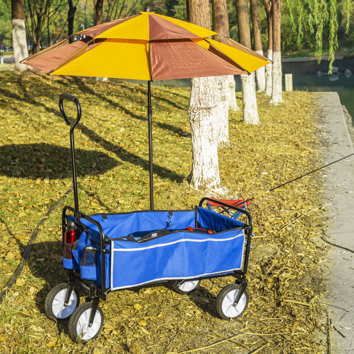 Vouwwagen Tuinwinkel Strandwagen Zwart Blauw