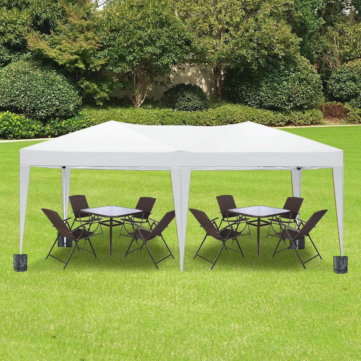 10'x20' Folding Canopy na may 6 na Matatanggal na Sidewalls Outdoor Event Shelter UPF 50+ Gazebo Portable Tent para sa mga Party Beach Camping Wedding EZ Pop Up Canopy--Puti