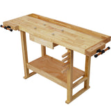 55-Inch Wood Workbench para sa Garage Workshop at Home--Natural