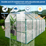 6x12 FT Polycarbonate Greenhouse Raised Base and Anchor Aluminum Heavy Duty Walk-in for Outdoor Backyard in All Season Green