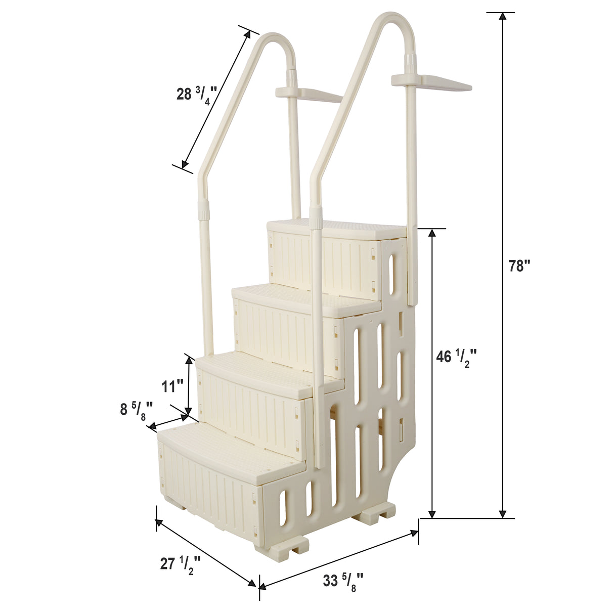 4 Step Pool Ladder Heavy-Duty Safety for Above Ground Pools Stair Entry System with Handrails 400lbs White