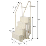 Escalera para piscina de 4 escalones, seguridad resistente para piscinas elevadas, sistema de entrada de escalera con pasamanos, 400 libras, color blanco