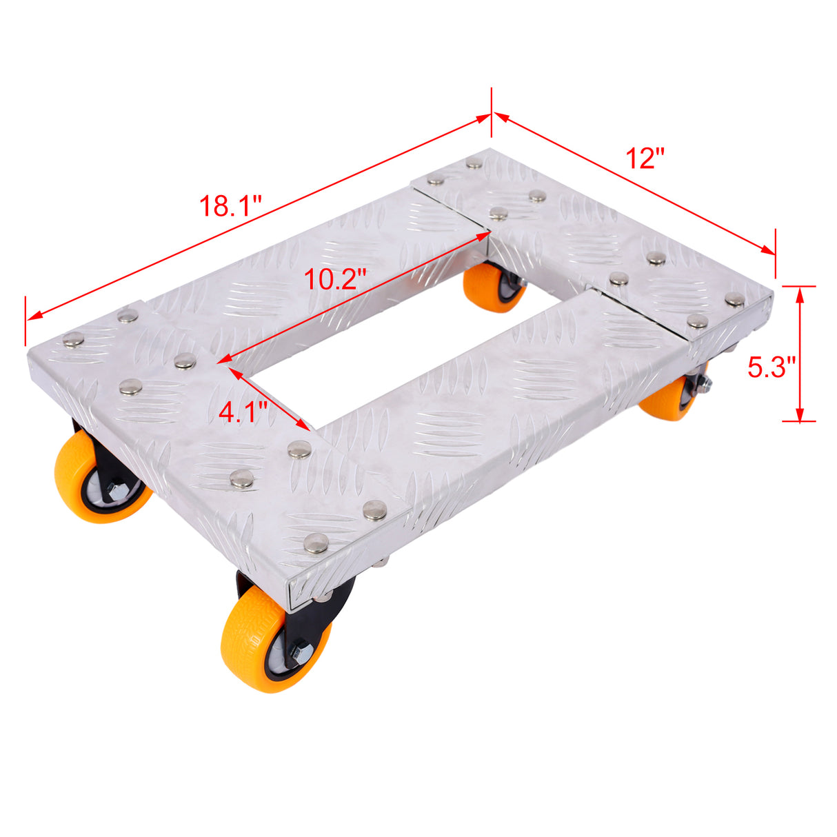 Movers Dolly Hochleistungs-Möbelwagen, 18'' x 12'' Aluminiumrahmen mit 3'' professionellen TPU-Rollen mit Bremsoption