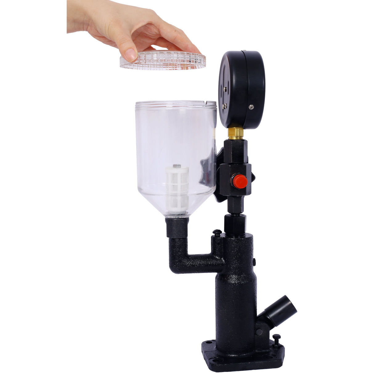 600Bar 8000PSI Diesel Fuel Injector Nozzle Tester with Dual Scale Gauge to Adjust Pressure and Testing Diesel With Adjustable Hand Wheel