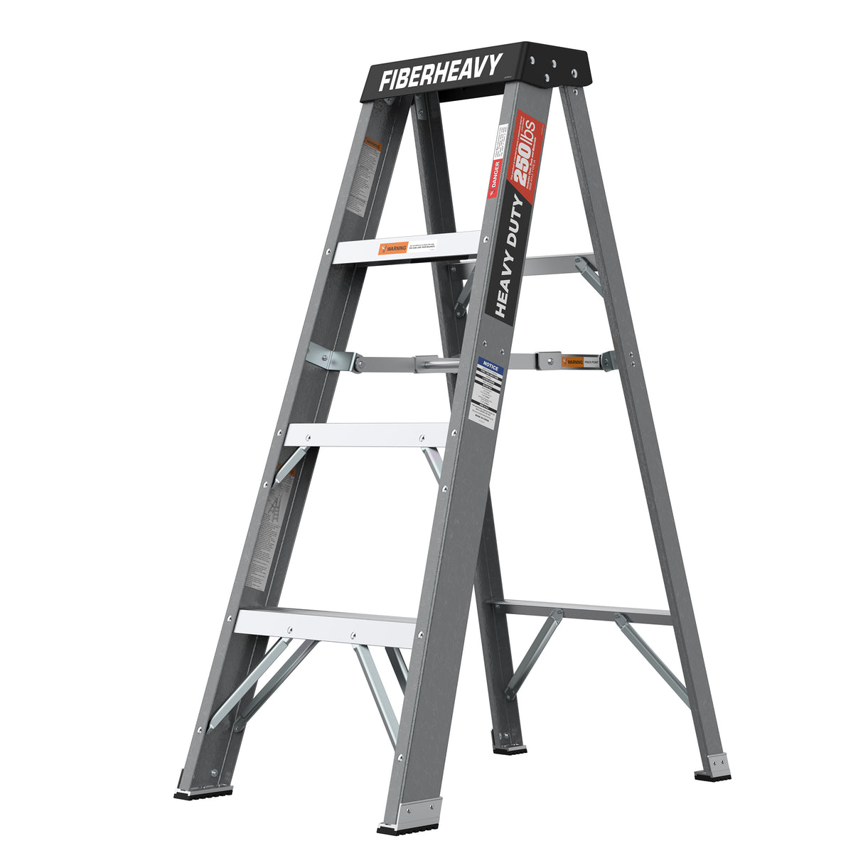 Fiberglass Step Ladder 4-foot 250lbs--Gray