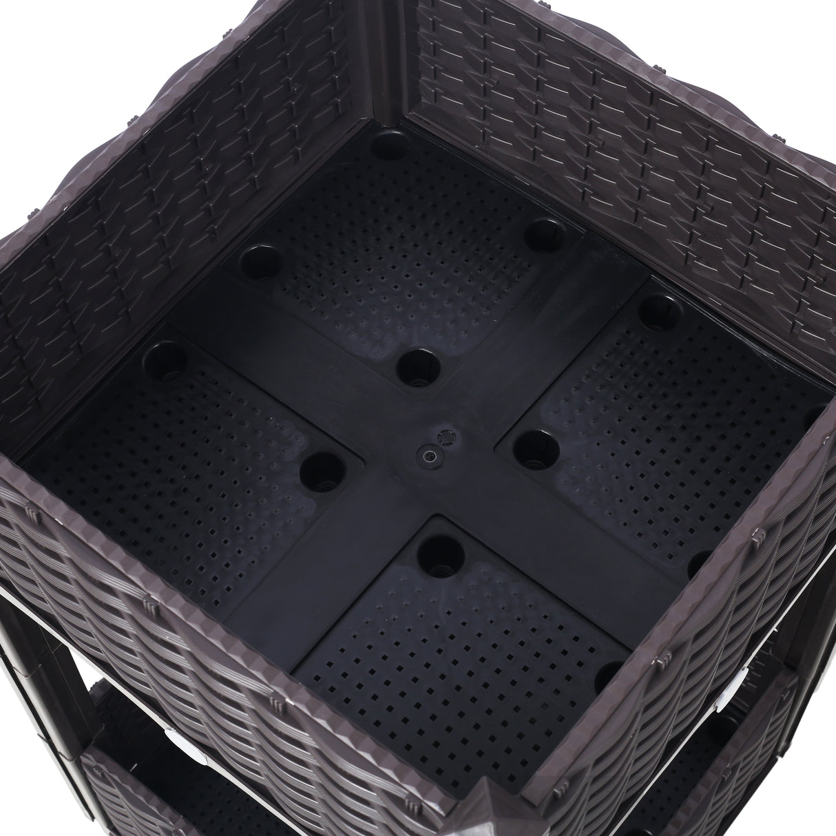 15.7"x15.7"x27.7" Elevated Planter Garden Box na may Drainage Plug na Nakataas na Kamang para sa Gulay/Bulaklak/Herb Outdoor Standing Gardening Kit--Brown