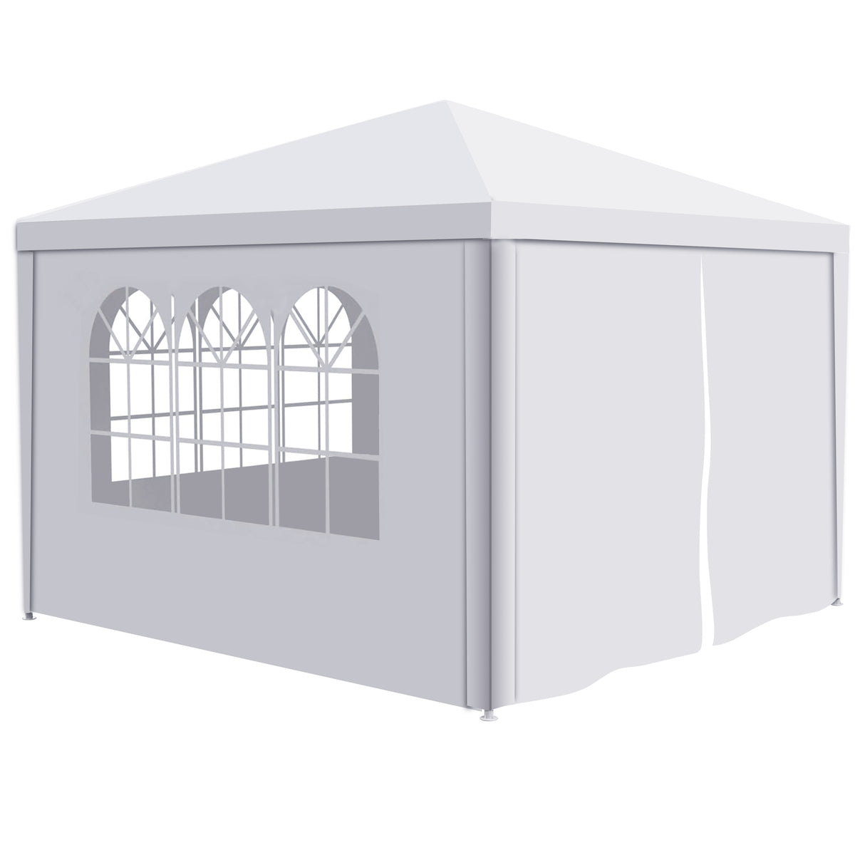 10'x10' Party Tent Outdoor Heavy Duty Gazebo Wedding Canopy + 4 na Matatanggal na Pader na Puti